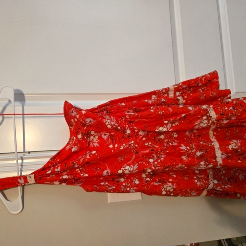 FREE PEOPLE One-Shoulder Red Floral Dress XS - Picture 4 of 7